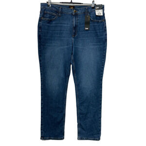 Lee Jeans Womens‎ 16M Blue Heritage Slim Straight Stretch Actual 35X28 NWT